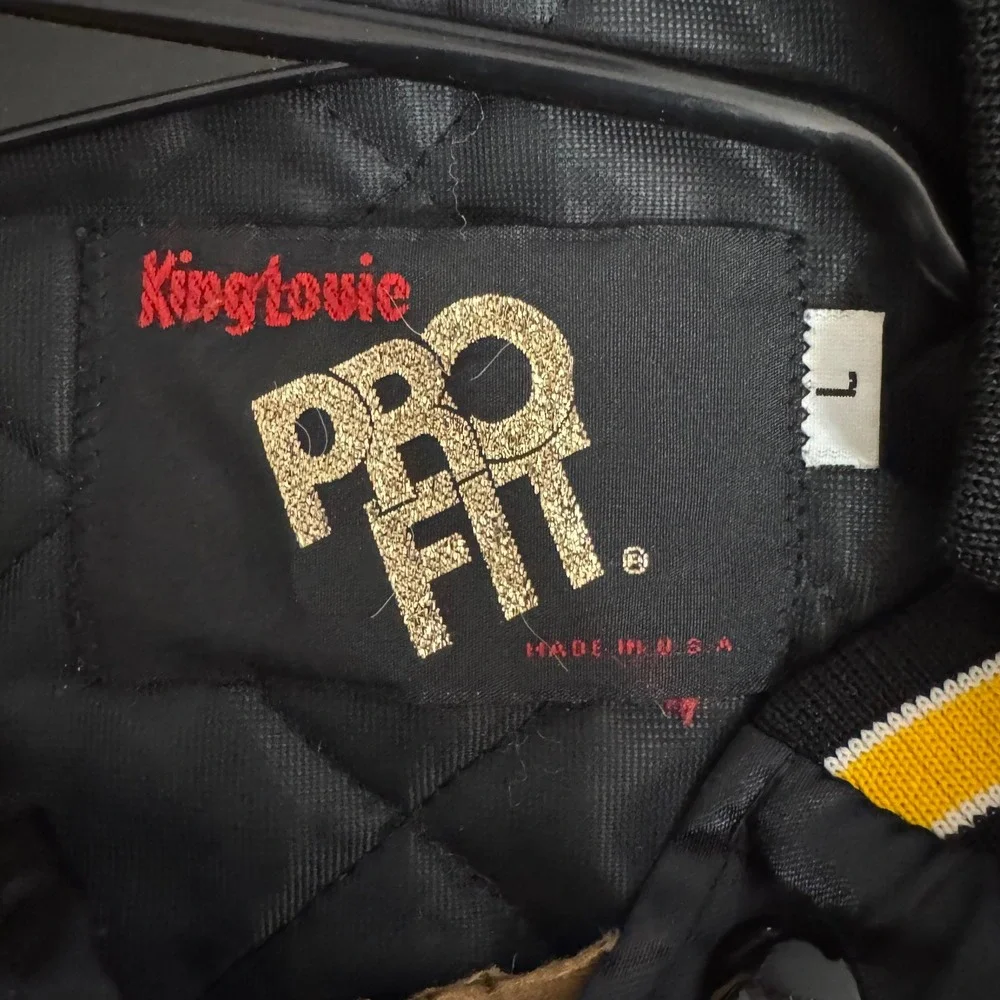 King‎ Louie Pro Fit Bomber Jacket Men L Black Paperworkers Union Satin Vintage